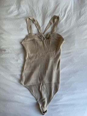 Abercrombie & Fitch Ribbed Tan/Cream Bodysuit